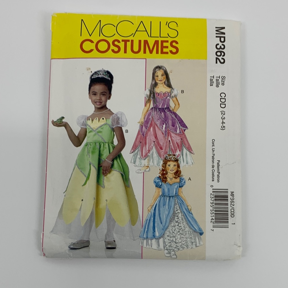McCall's Enchanting Princess Costume Pattern - Green and Yellow Size2-3-4-5